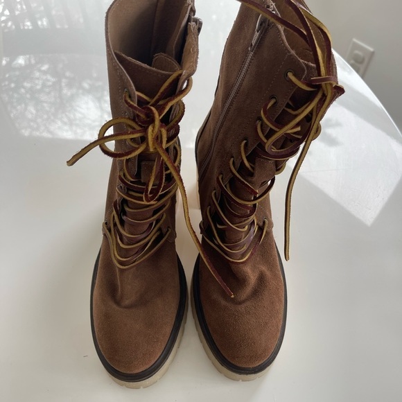 Free People Dylan Lace Up Leather Heeled Boots - 8.5 - Picture 6 of 10